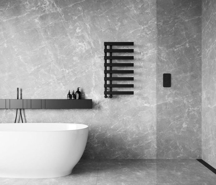 Black and grey bathroom decor