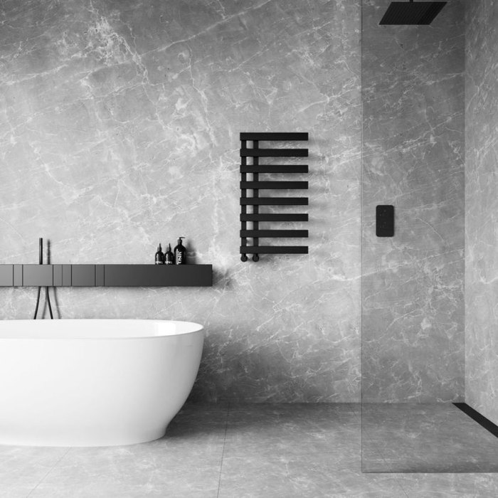 Black and grey bathroom decor