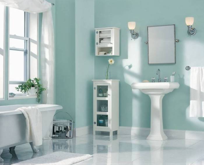 Teal color bathroom decor