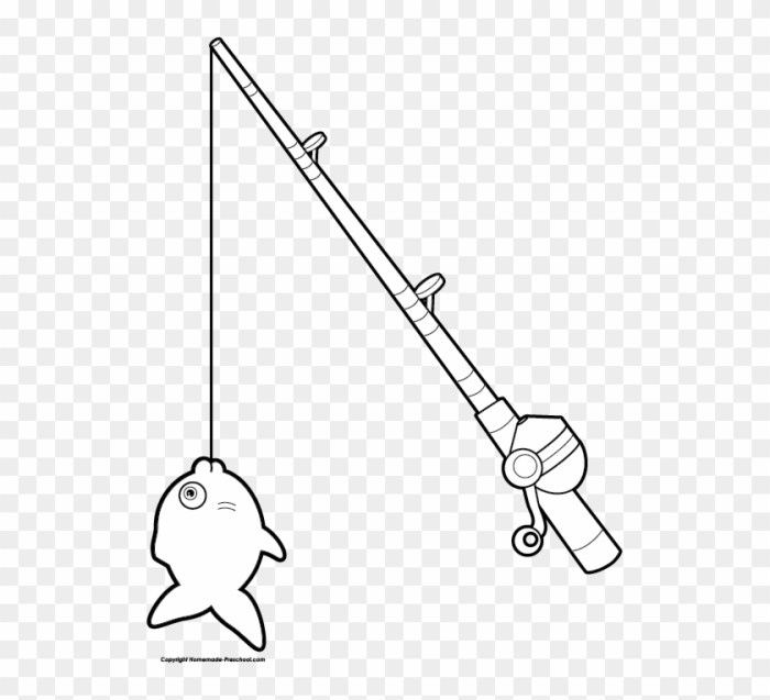 Fish and fishingpole drawing easy