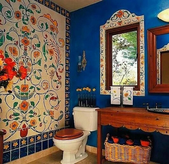 Boho style bathroom decor