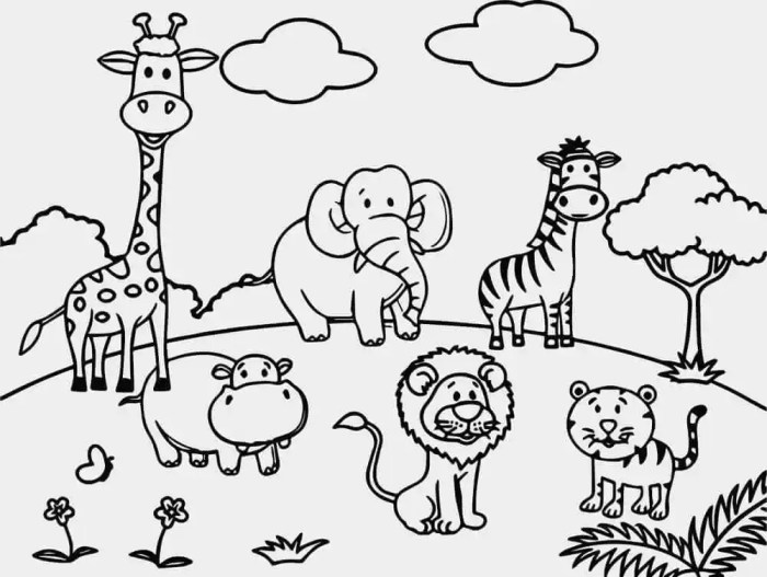 Zoo animals coloring pages free