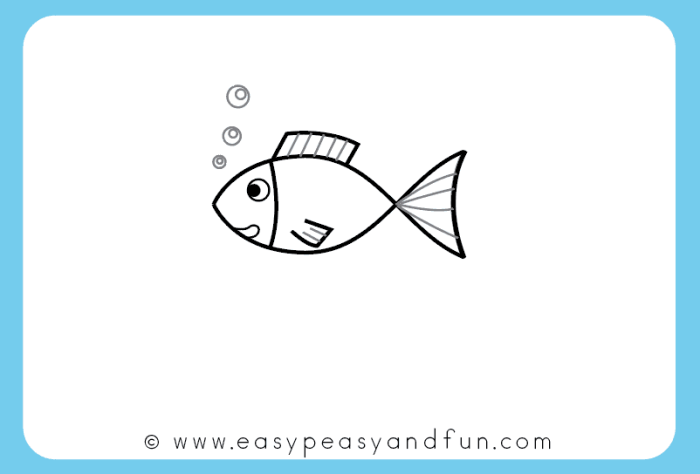 Easy preschoolers eating fish drawing