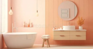 Peach color bathroom decor