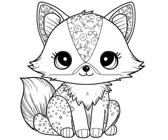 Cute kawaii anime animal coloring pages