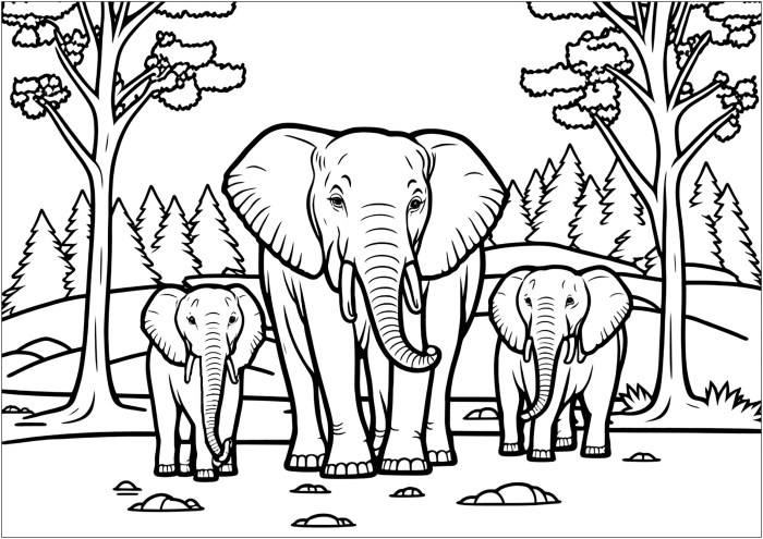 Animal coloring pages elephang