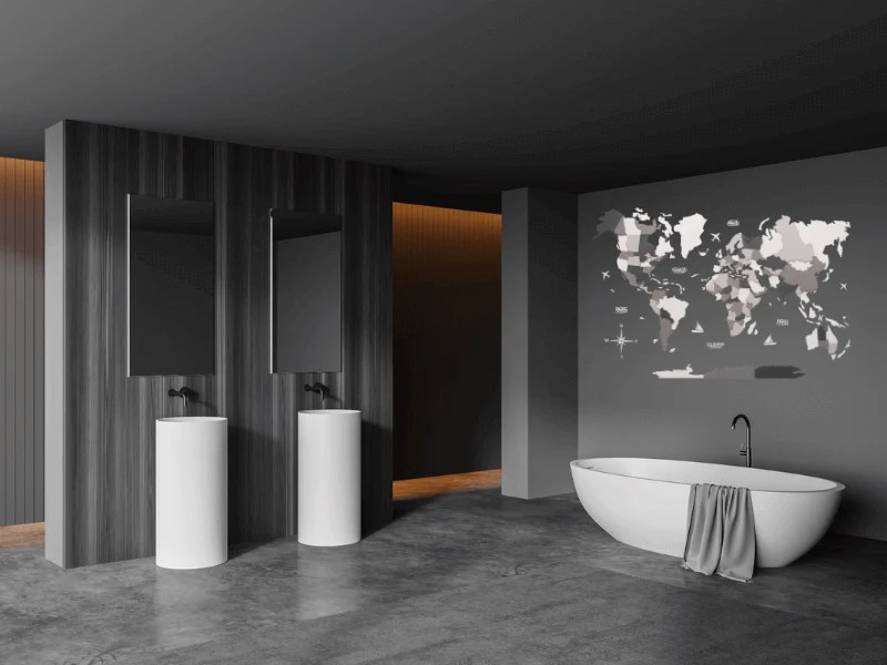 Black and grey bathroom decor