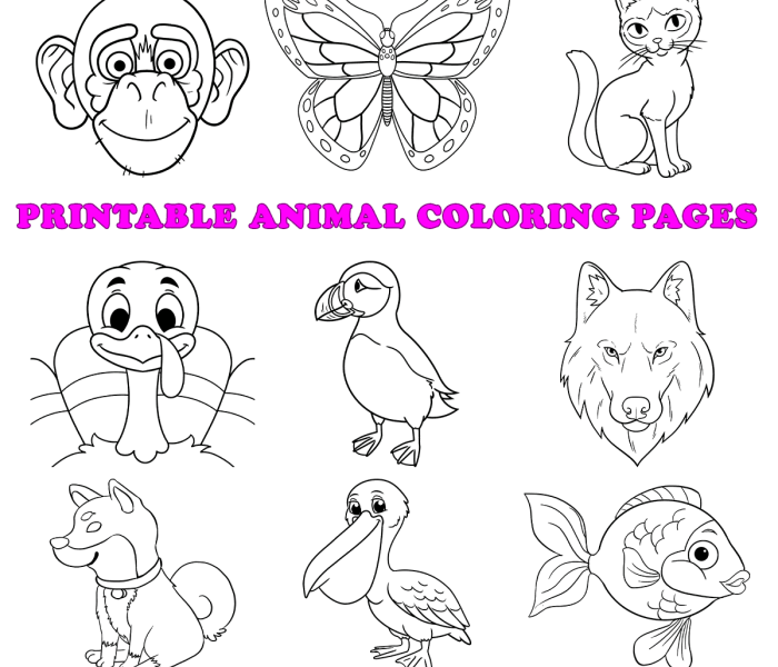 Easy free printable coloring pages animals