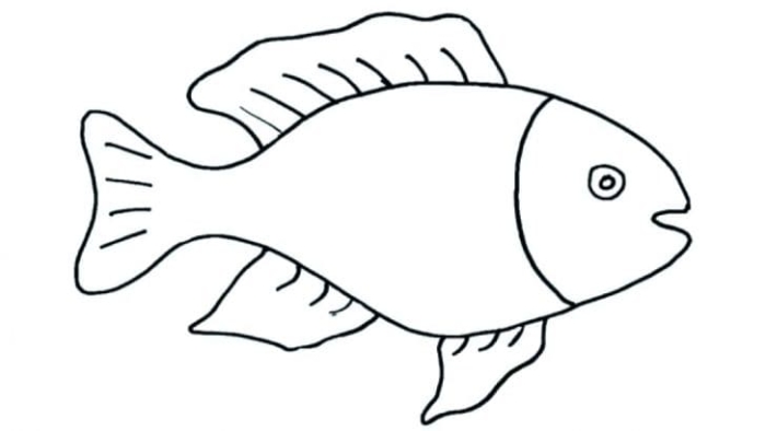 Easy preschoolers eating fish drawing