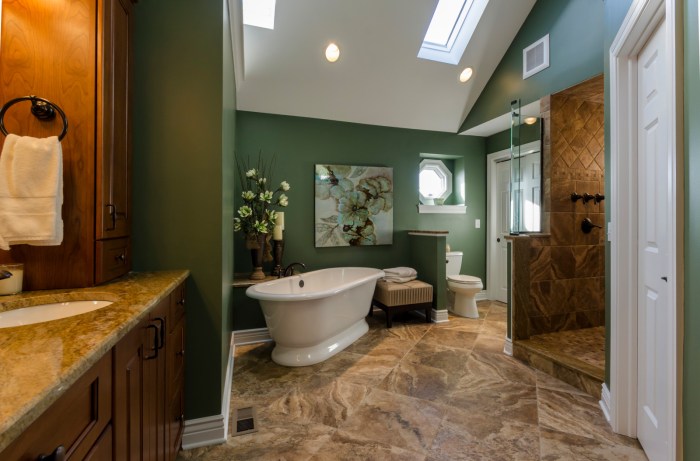 Brown and green bathroom decor