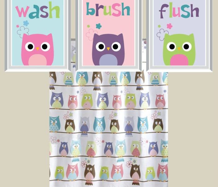 Owl bathroom decor set