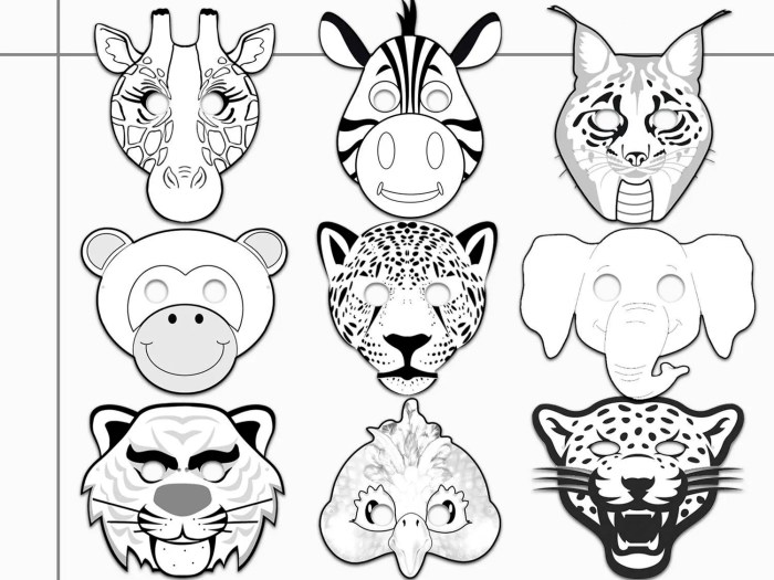 Coloring pages of animal masks