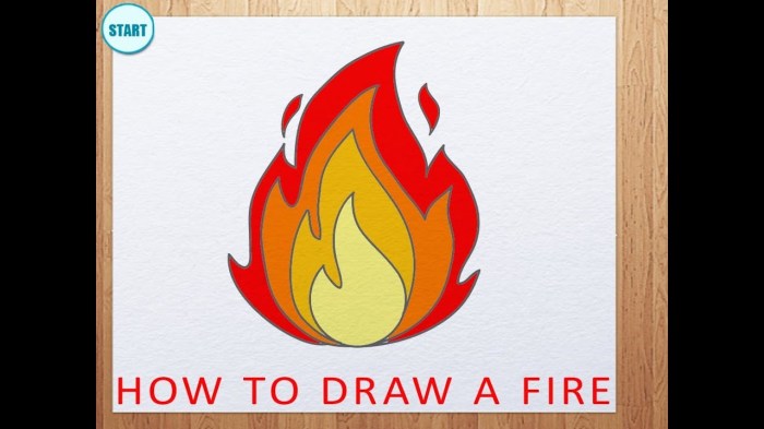 Fire on a line drawing easy