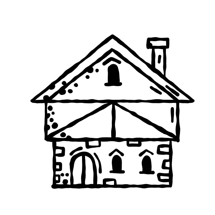 Easy medieval peasant house drawing