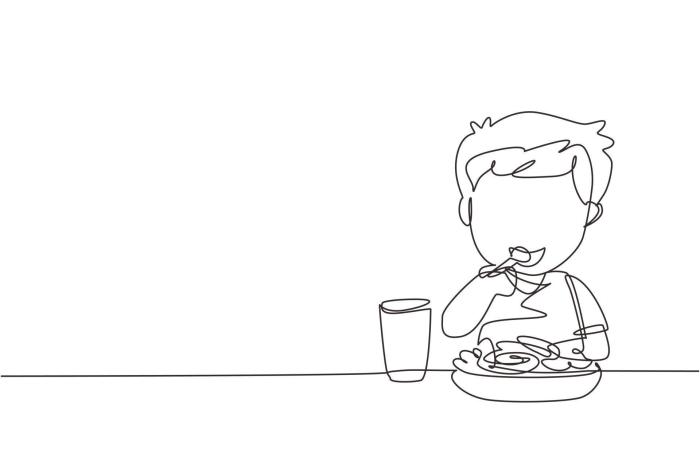 Two people eating breakfast drawing easy