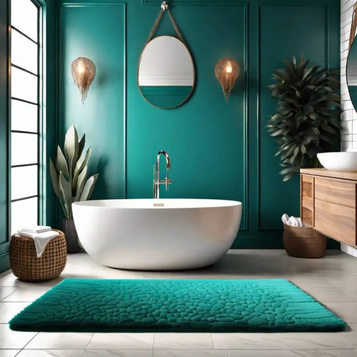 Teal color bathroom decor